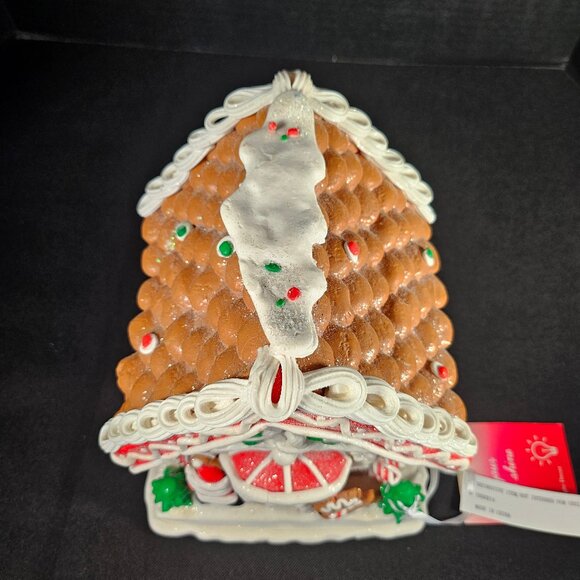 Claydough Light Up LED, Gingerbread House With Santa And Reindeer 9" Tall - Picture 10 of 14